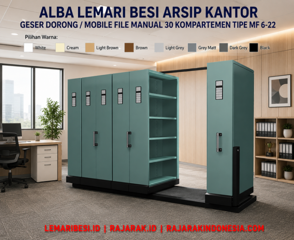 ALBA LEMARI BESI ARSIP KANTOR GESER DORONG MOBILE FILE MANUAL 30 KOMPARTEMEN TIPE MF 6-22 (1)(1) ALBA LEMARI BESI ARSIP KANTOR GESER DORONG / MOBILE FILE MANUAL 30 KOMPARTEMEN TIPE MF 6-22