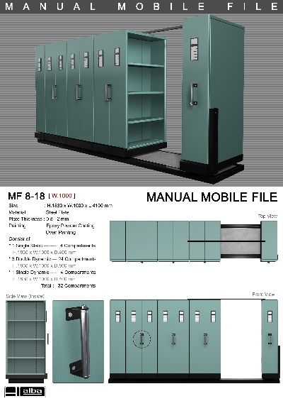 LEMARI ARSIP KANTOR ROLL O PACK / MOBILE FILE MANUAL ALBA 32 KOMPARTEMEN TIPE MF-8-18: Solusi Penyimpanan Arsip Profesional dengan Kapasitas Besar dan Hemat Ruang